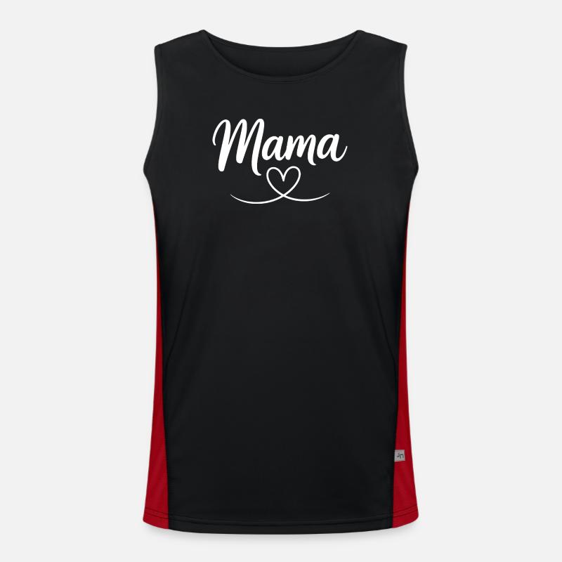 Mama Heart Script - Men's Functional Contrast Tank Top  - black/red