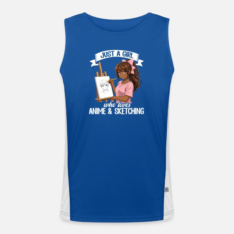 Nur Ein Mädchen, Das Anime Liebt Und Afro Zeichnet Funktionelles Kontrast-Tank Top für Männer 