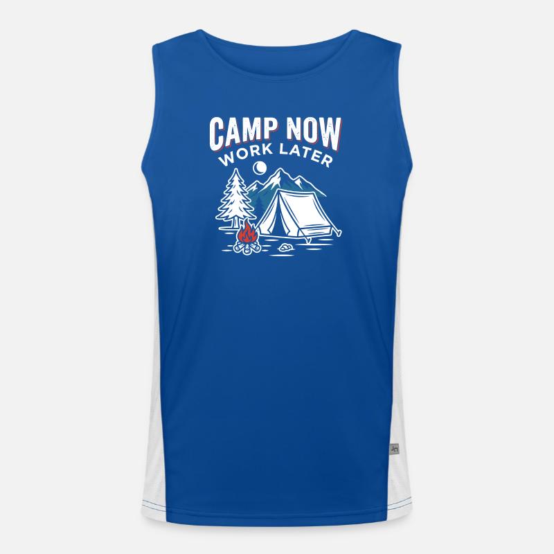 Jetzt Campen, Später Arbeiten Funktionelles Kontrast-Tank Top für Männer 
