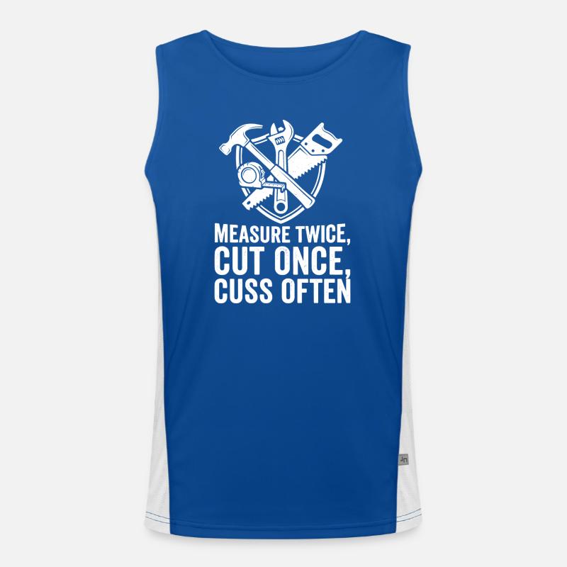 Measure Twice Cut Once Tools Design Men's Functional Contrast Tank Top 