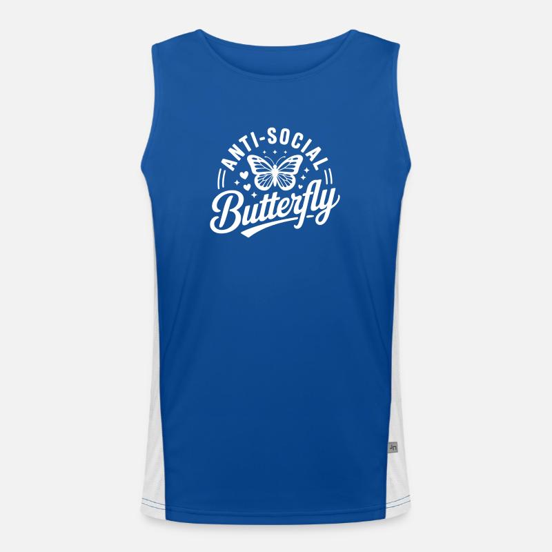 Antisoziales Schmetterlingslogo Funktionelles Kontrast-Tank Top für Männer 