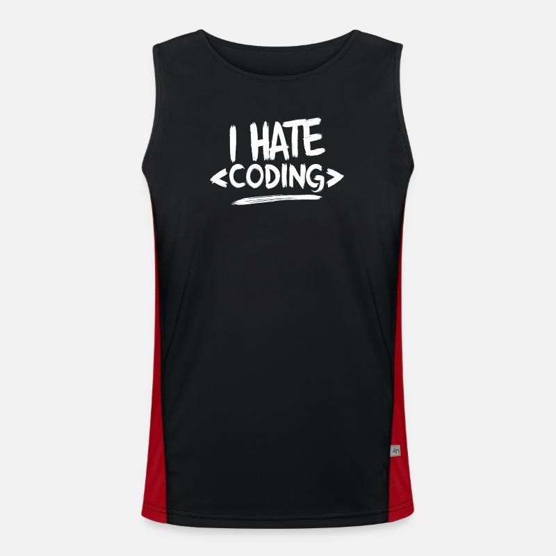 Je déteste coder Programmeur Web - Débardeur respirant contrasté Homme  - noir/rouge