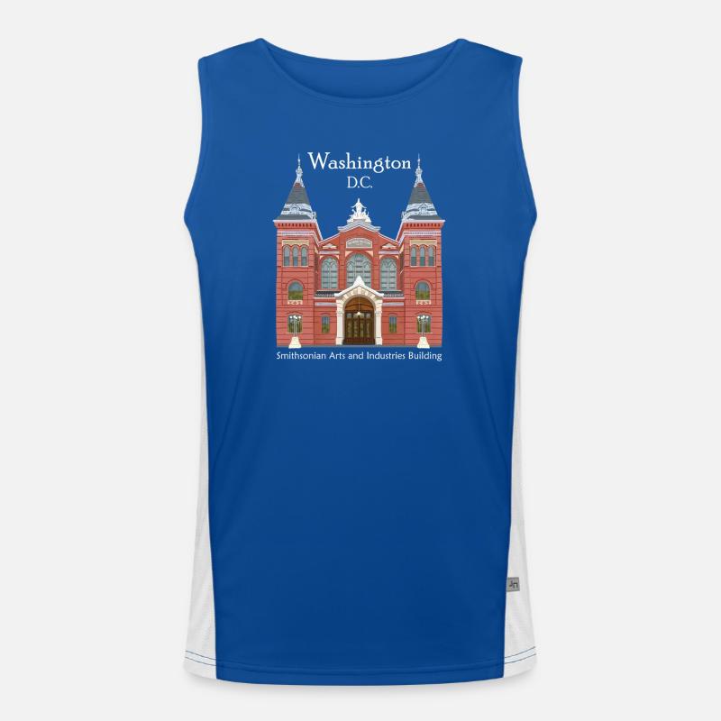 Washington DC., Hand Drawing Museum Men's Functional Contrast Tank Top 