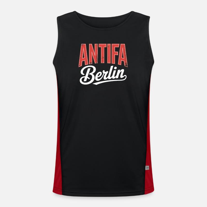 Antifa Berlin - Antifascist Tee - Men's Functional Contrast Tank Top  - black/red