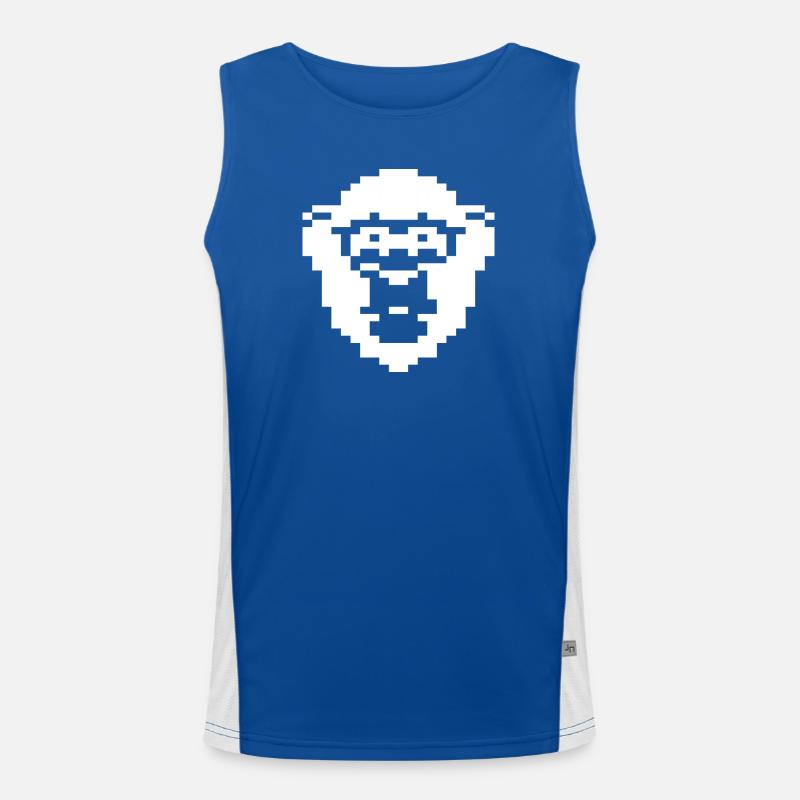 Retro Pixel Chimp Abzeichen Funktionelles Kontrast-Tank Top für Männer 
