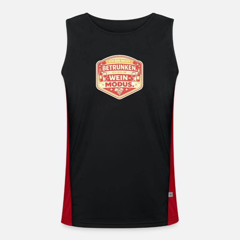 Wine Mode: Not Drunk Sticker - Men's Functional Contrast Tank Top  - black/red