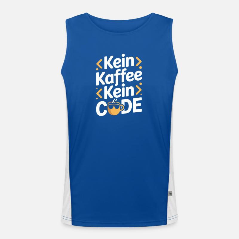 Kein Kaffee Kein Code Programmierer Informatiker Funktionelles Kontrast-Tank Top für Männer 