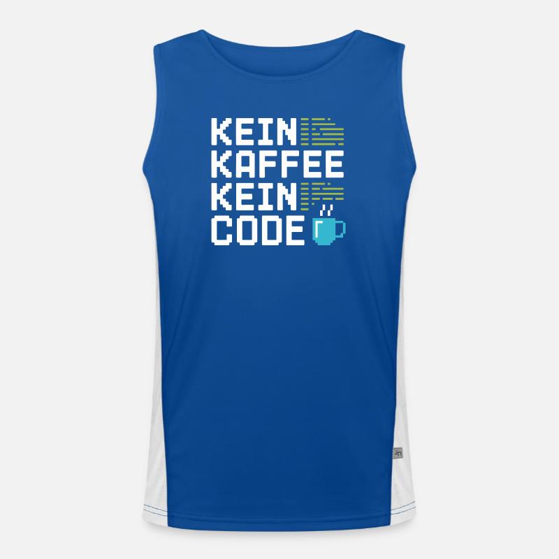 Kein Kaffee Kein Code Programmierer Informatiker Funktionelles Kontrast-Tank Top für Männer 