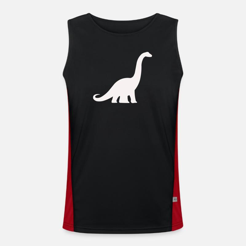 Dino silhuet med lang hals - Funktionel kontrast tanktop til herrer  - sort/rød
