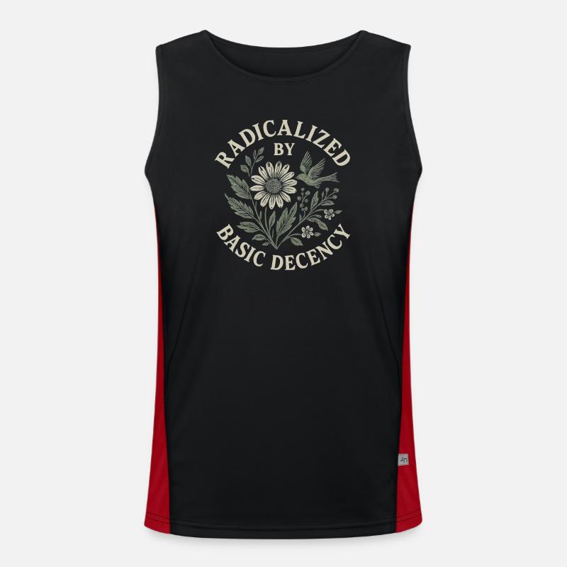 Radicalized By Basic Decency Floral Design Funktionelles Kontrast-Tank Top für Männer 