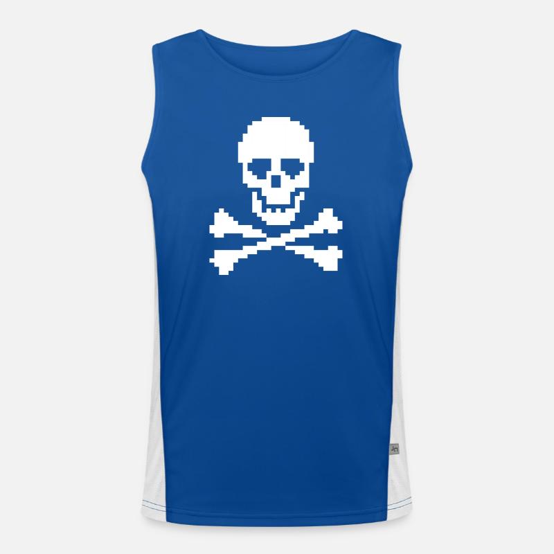 Pixel Skull Crossbones Men's Functional Contrast Tank Top 