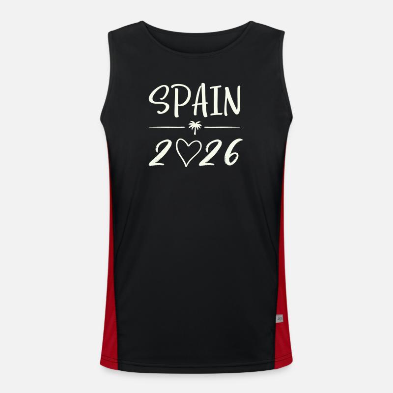 Spain 2026 Palm Trees - Men's Functional Contrast Tank Top  - black/red