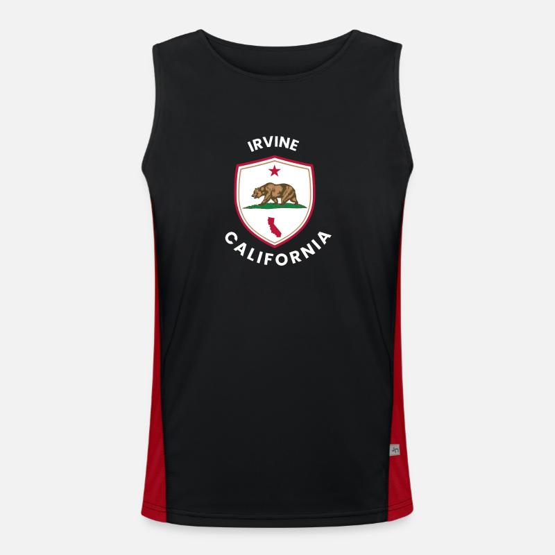 Irvine CA Bear Shield Emblem - Men's Functional Contrast Tank Top  - black/red