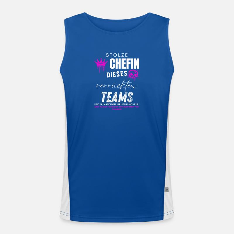 Stolze Chefin verrücktes Team Chefin Geschenke Men's Functional Contrast Tank Top 