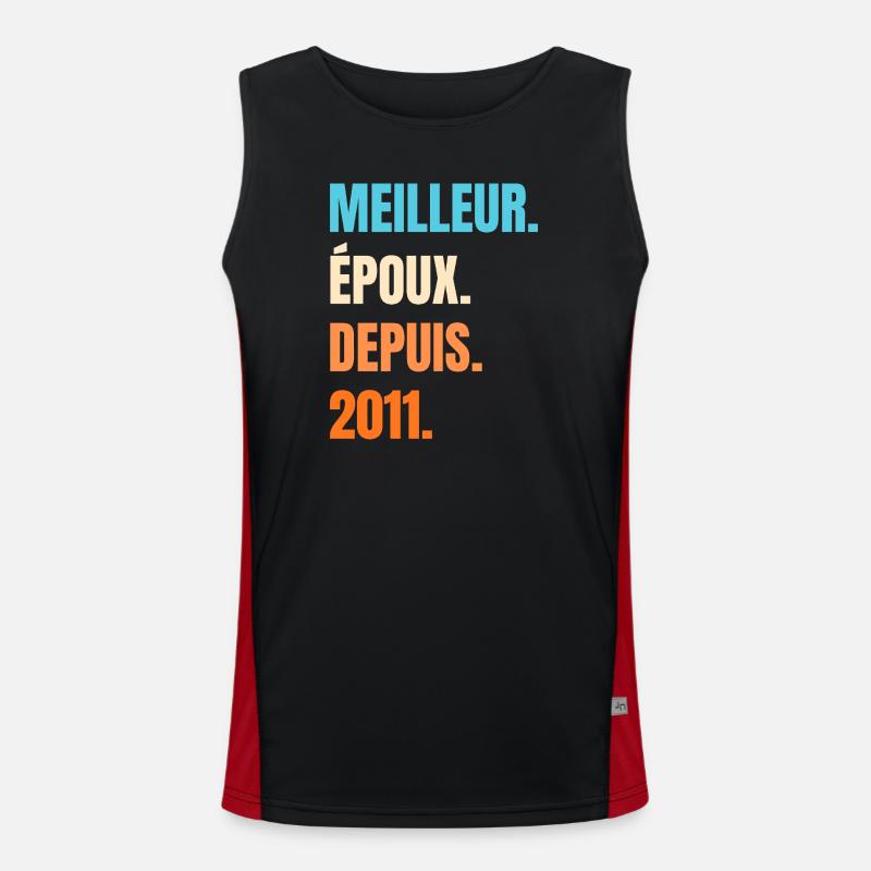 Bester Ehemann seit 2011 Geschenk-Ehemann - Funktionelles Kontrast-Tank Top für Männer  - Schwarz/Rot