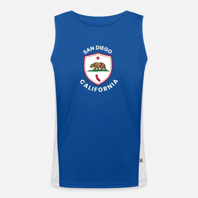 San Diego Bärenzeichen Flagge Funktionelles Kontrast-Tank Top für Männer 