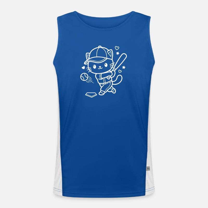 Kawaii Cat Baseball Player Men's Functional Contrast Tank Top 
