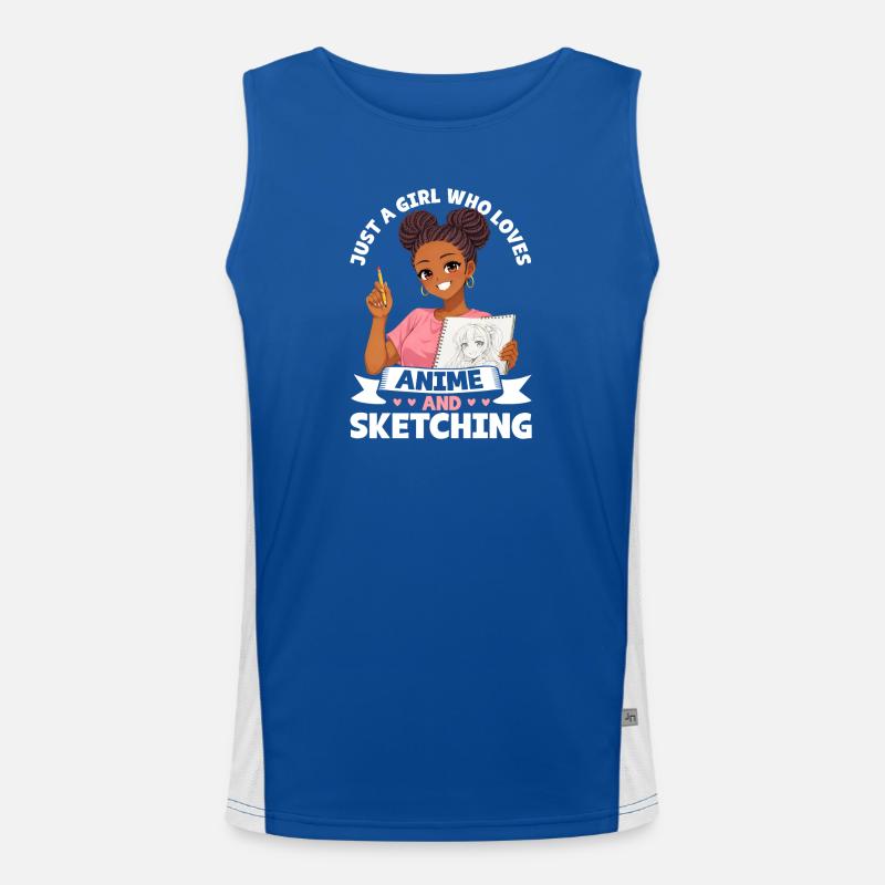 Nur Ein Mädchen Das Anime Liebt Und Zeichnet Otaku Funktionelles Kontrast-Tank Top für Männer 