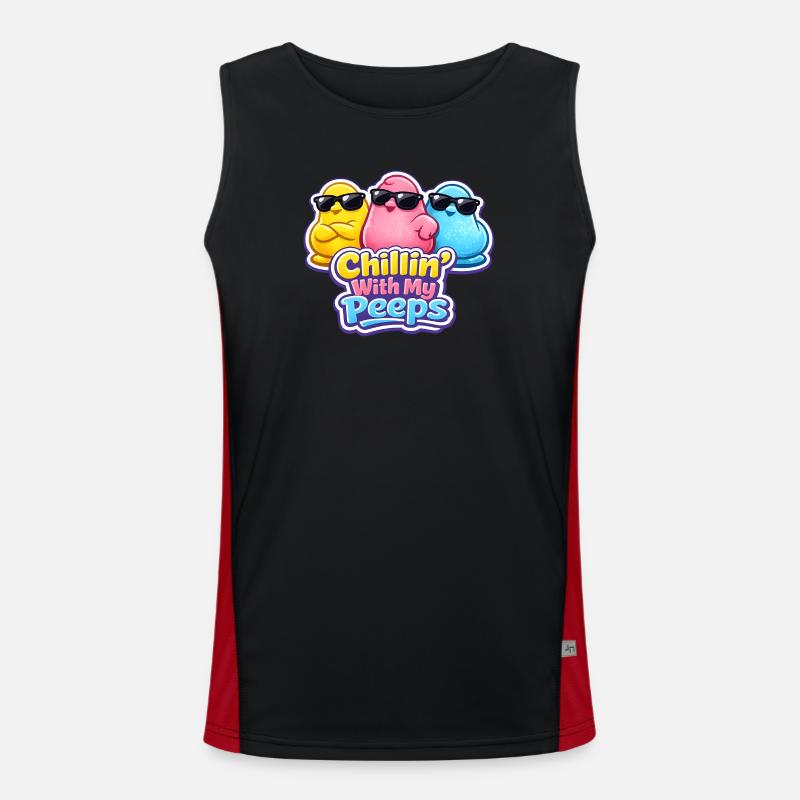 Chick, Spring, Flowers, Summer, Easter, Garden - Men's Functional Contrast Tank Top  - black/red