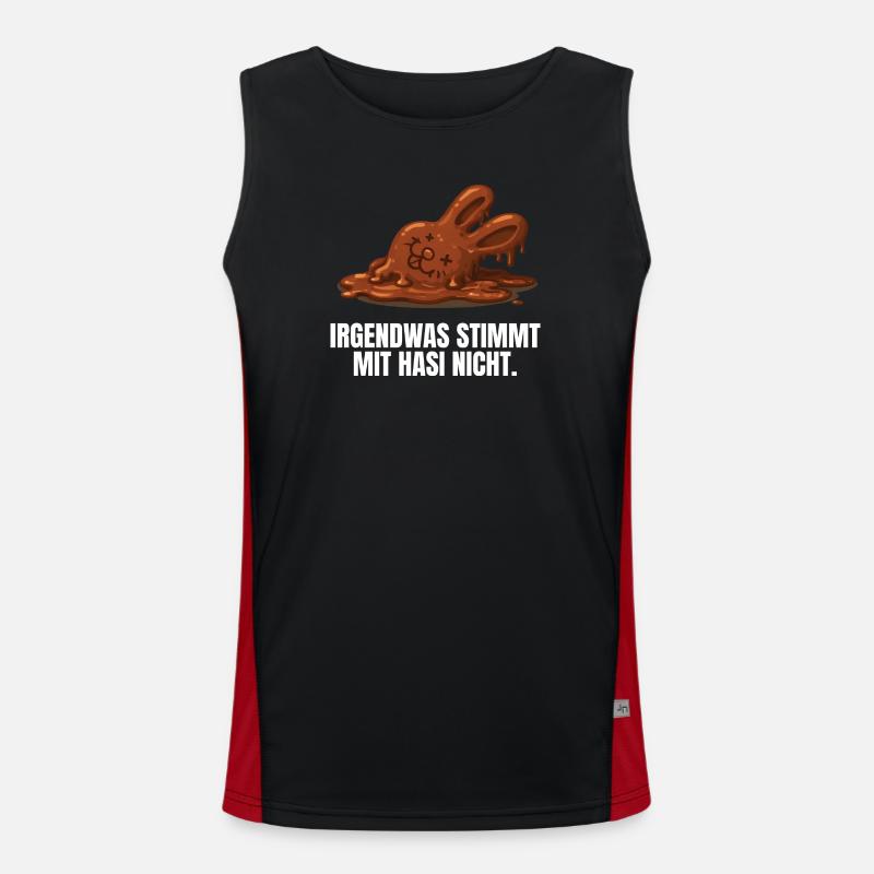 Bunny Easter Chocolate Bunny Funny - Men's Functional Contrast Tank Top  - black/red
