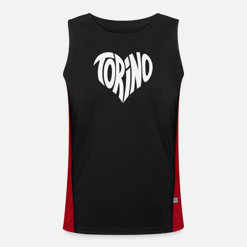 Turin, Torino Heart Design - Men's Functional Contrast Tank Top  - black/red