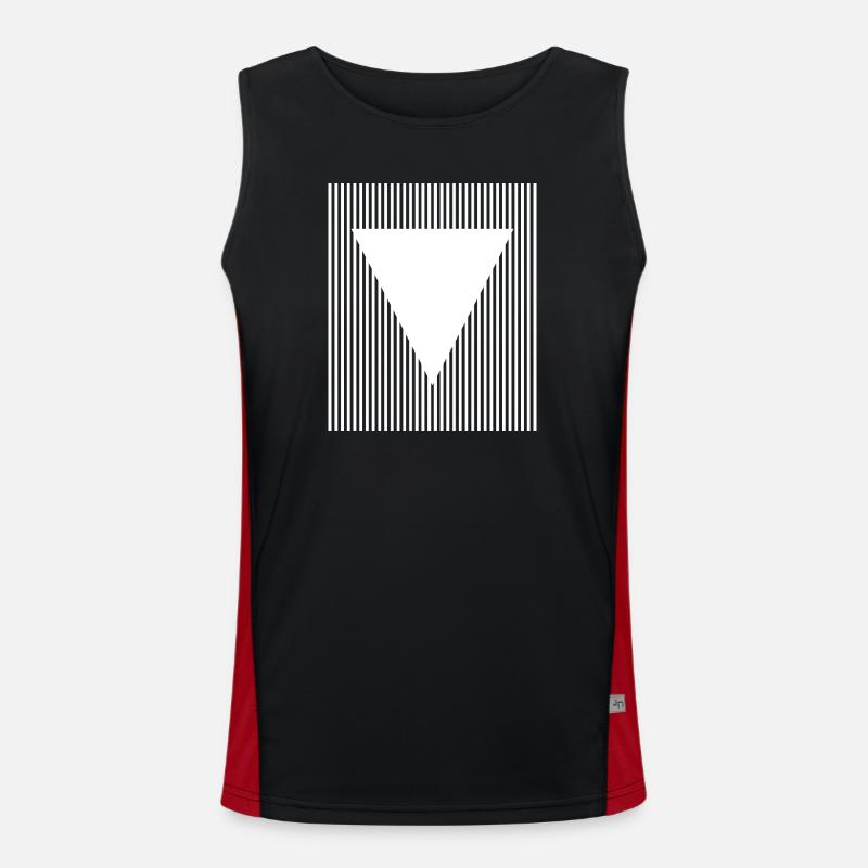 triangle and lines geometric design - Men's Functional Contrast Tank Top  - black/red