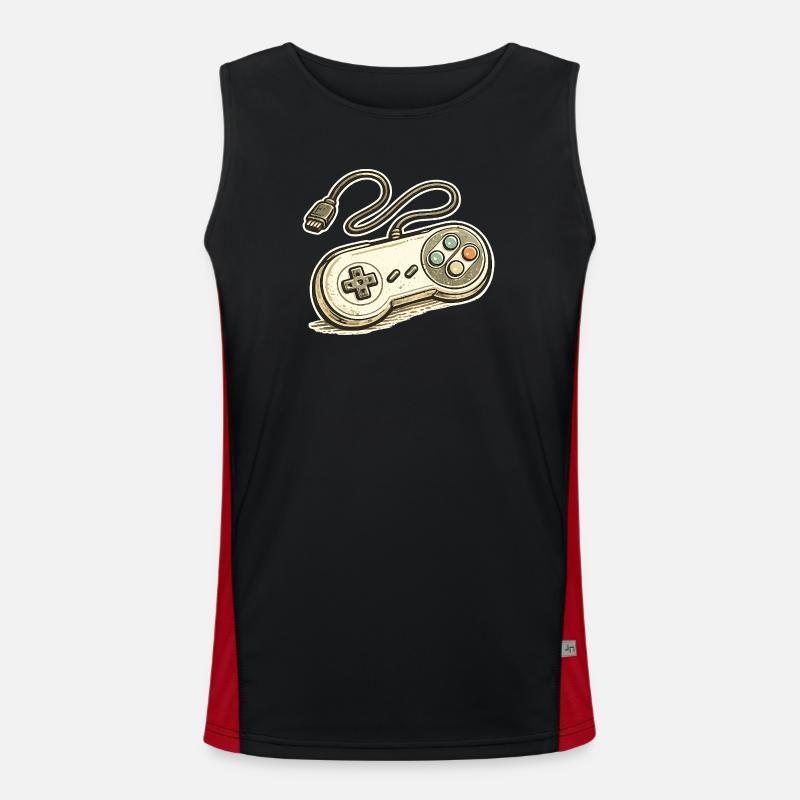 Retro Game Controller Graphics - Men's Functional Contrast Tank Top  - black/red
