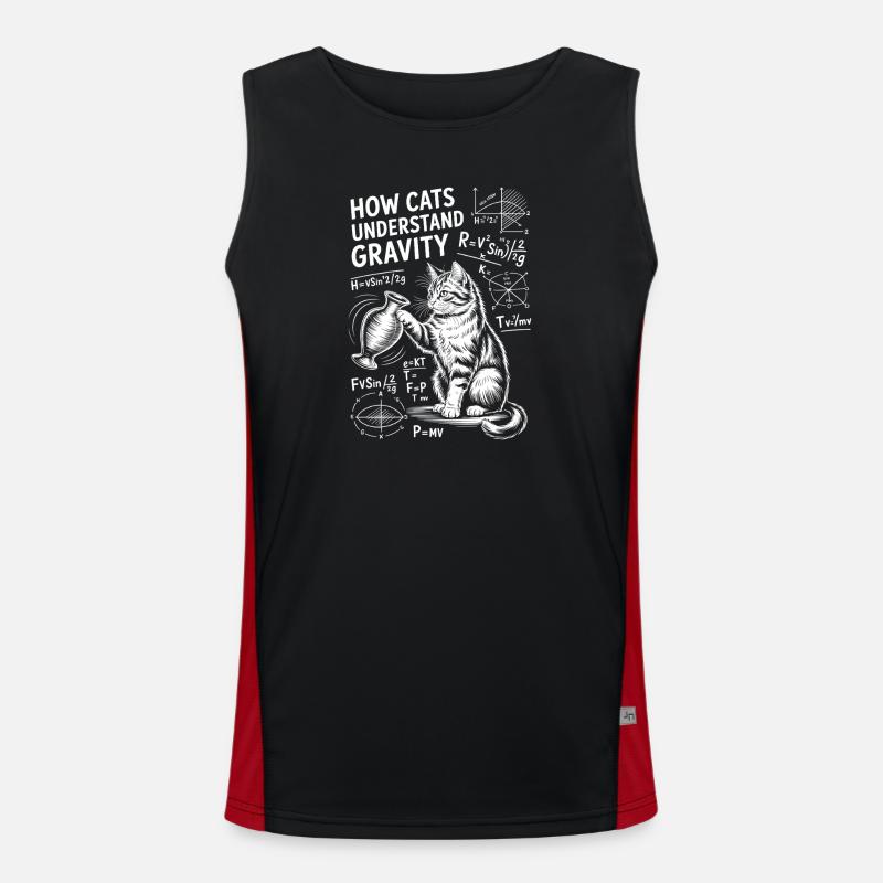 Physics Cats Sayings Math Joke Physics Gift - Men's Functional Contrast Tank Top  - black/red
