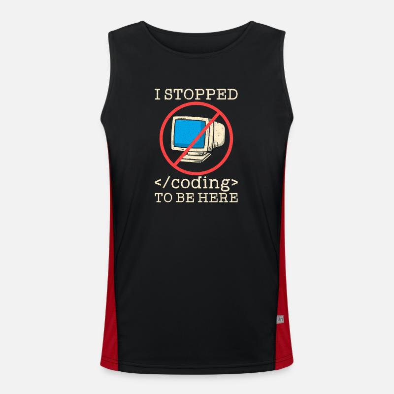 Coding funny saying programmer - Men's Functional Contrast Tank Top  - black/red