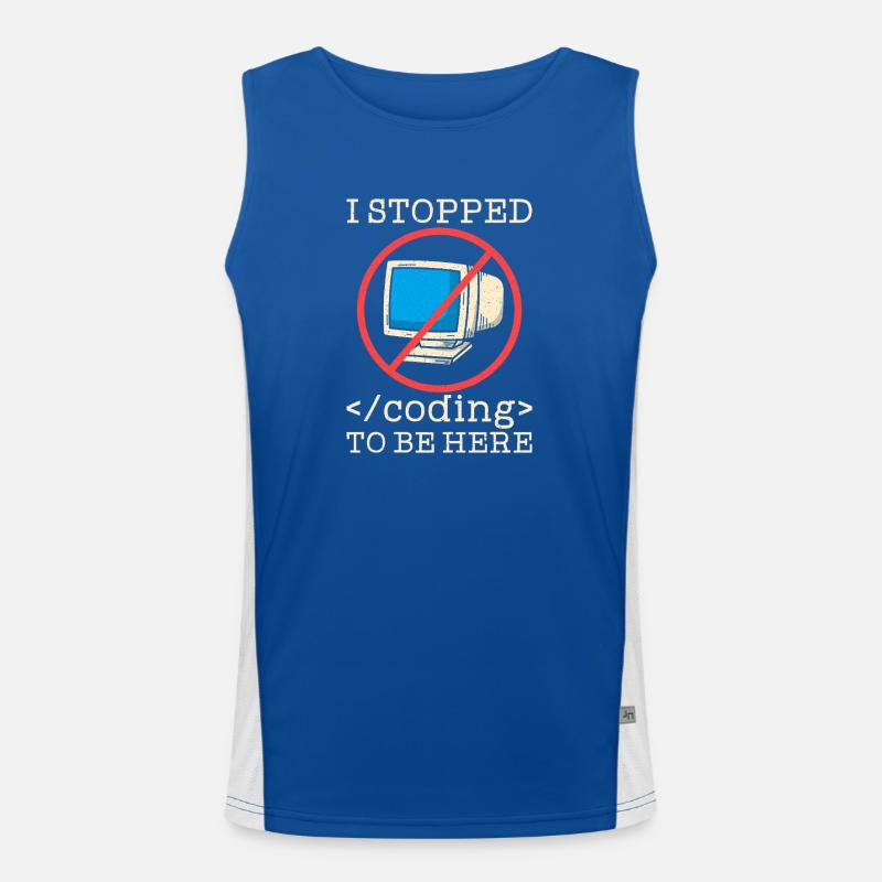 Coding witziger Spruch Prgrammierer Funktionelles Kontrast-Tank Top für Männer 