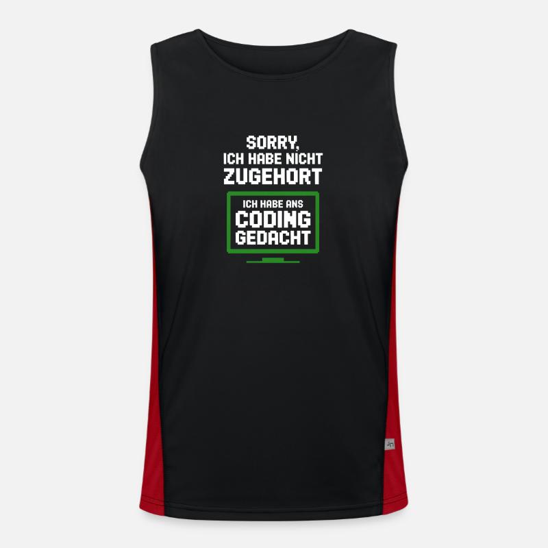 Tée du moniteur de codage - Débardeur respirant contrasté Homme  - noir/rouge