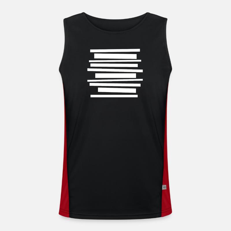 bold geometric lines pattern design - Men's Functional Contrast Tank Top  - black/red
