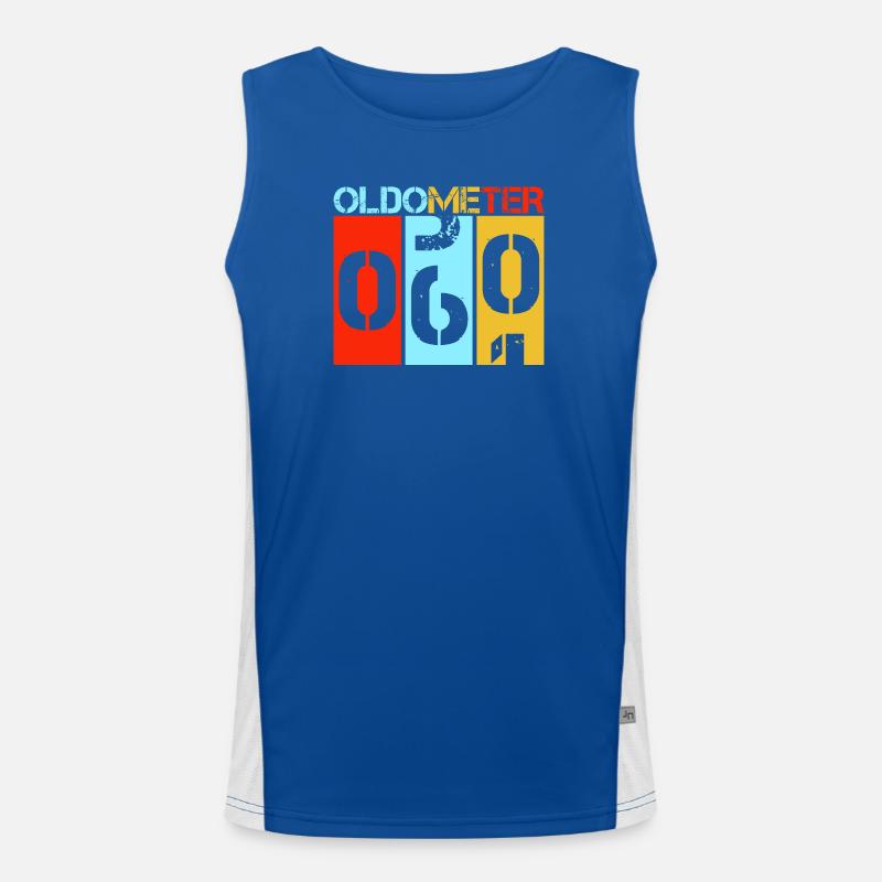 Oldometer 60 Funny 60th Birthday Retro Design Men's Functional Contrast Tank Top 