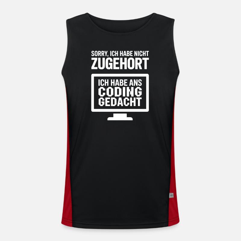 Coding Thought Saying - Men's Functional Contrast Tank Top  - black/red