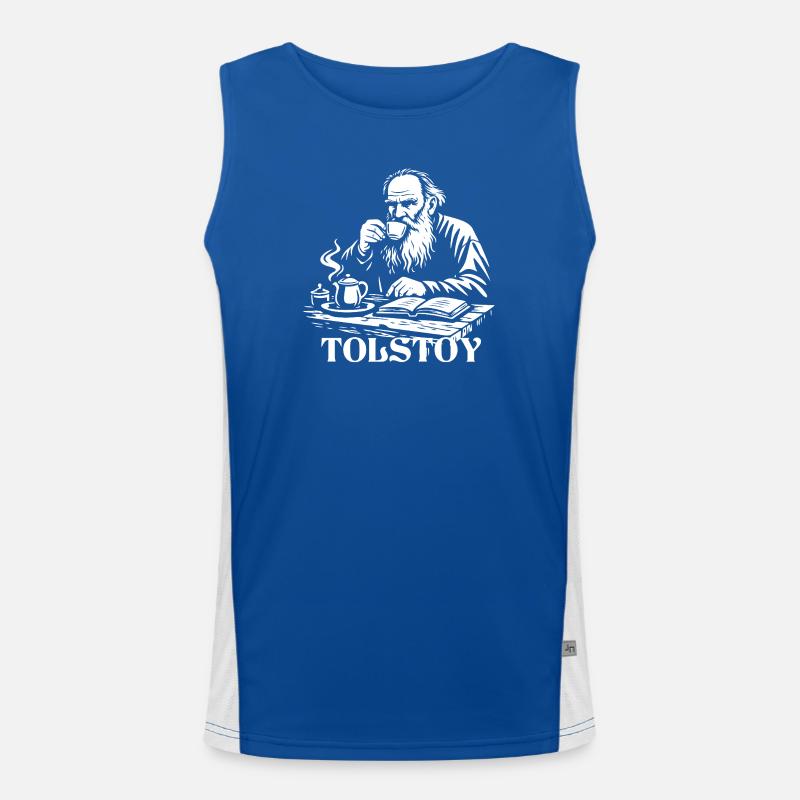 Leo Tolstoi Teezeit-Porträt Funktionelles Kontrast-Tank Top für Männer 
