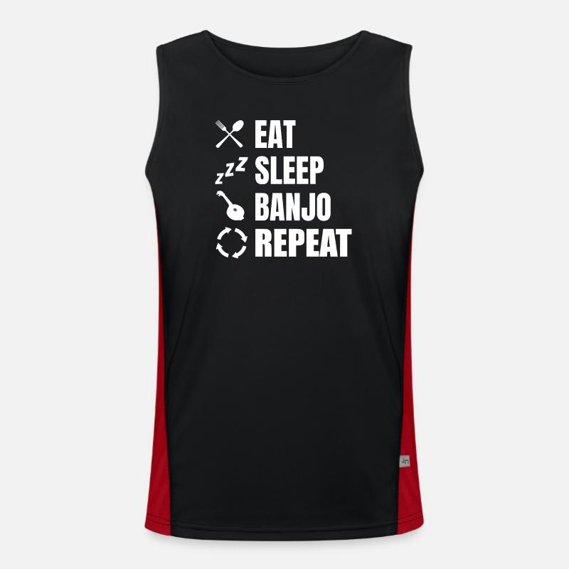 Eat Sleep Banjo Repeat - Men's Functional Contrast Tank Top  - black/red