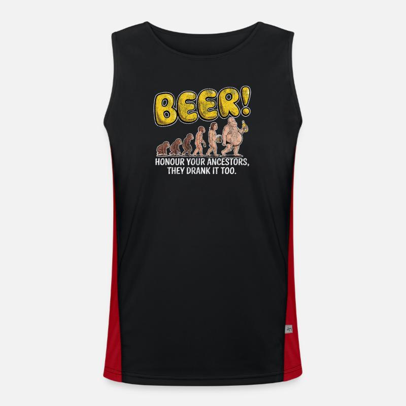 Evolution Beer Funny Witty Beer - Men's Functional Contrast Tank Top  - black/red