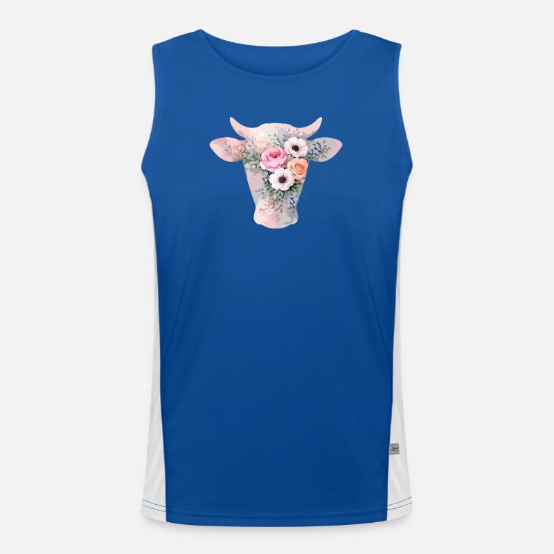Fleurs en forme de vache Débardeur respirant contrasté Homme 