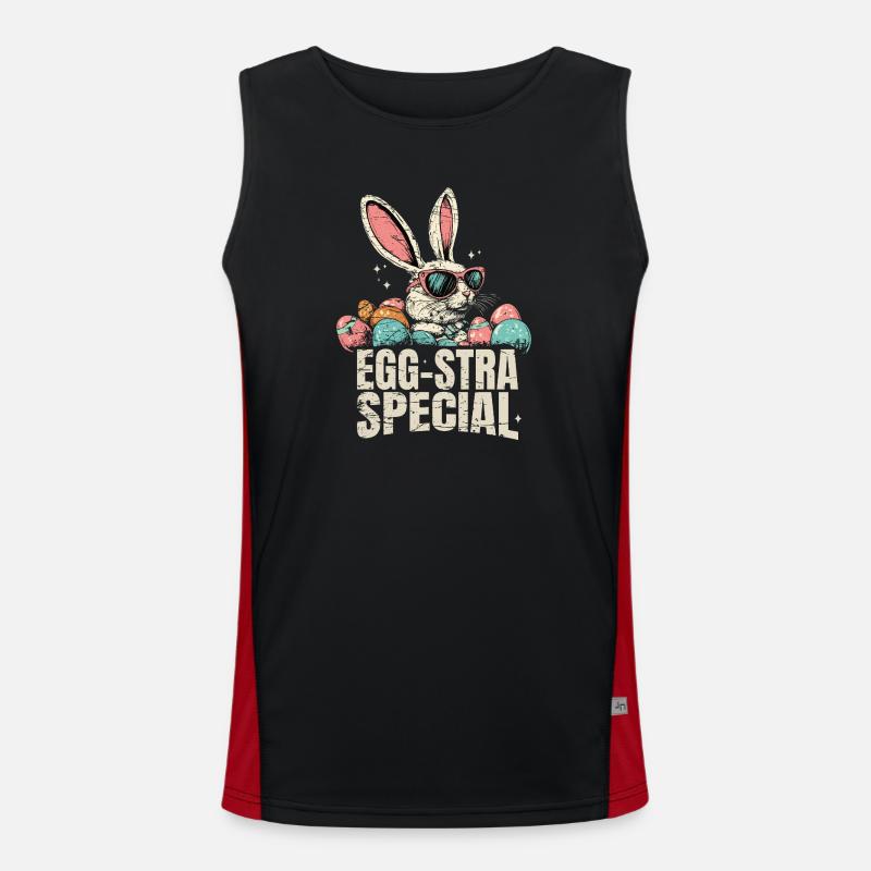 Eggsta Special Retro Bunny Easter - Men's Functional Contrast Tank Top  - black/red