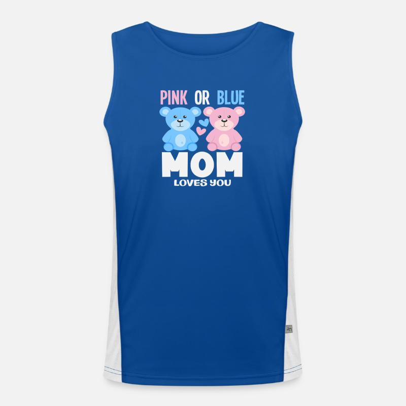 Pink Oder Blau Mama Liebt Dich Funktionelles Kontrast-Tank Top für Männer 