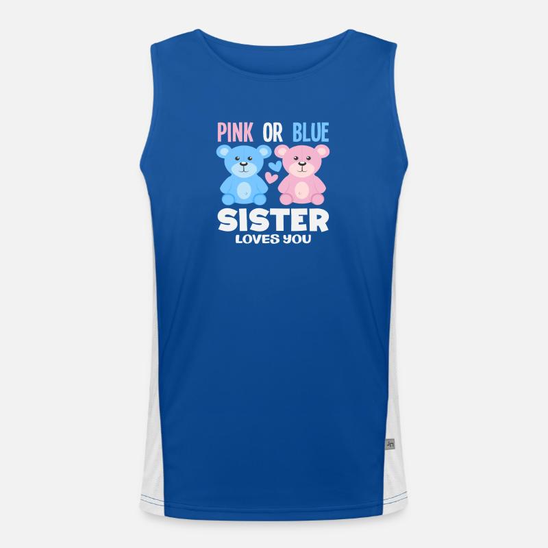 Pink Oder Blau Schwester Liebt Dich Funktionelles Kontrast-Tank Top für Männer 