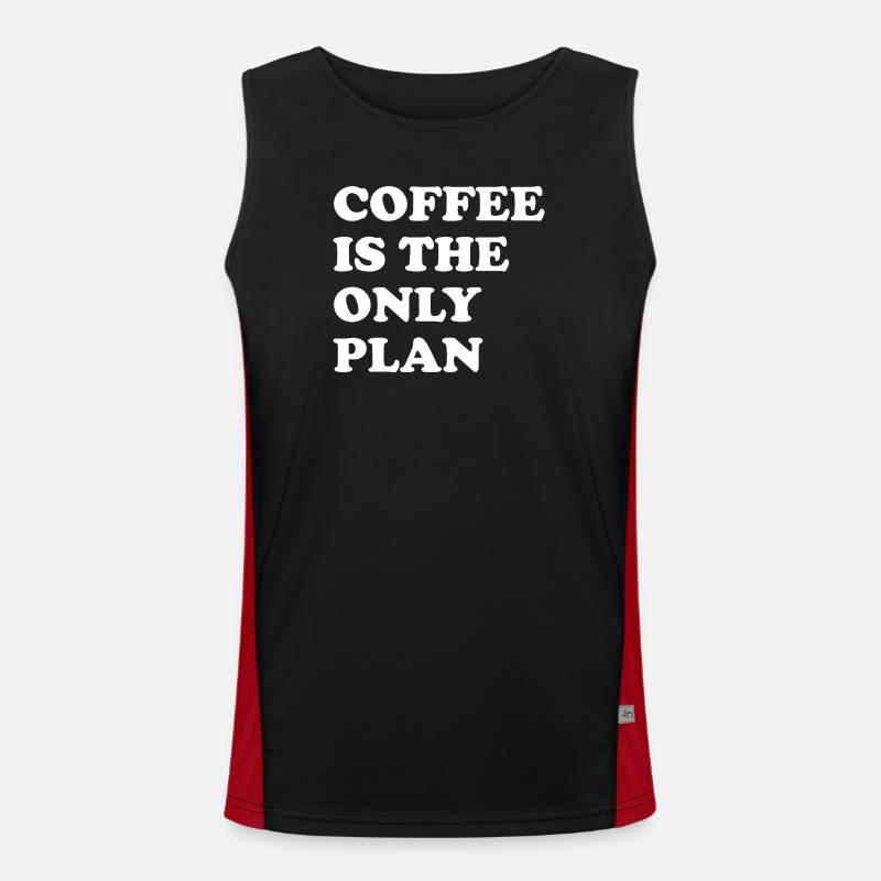 Kaffe er den eneste plan - Funktionel kontrast tanktop til herrer  - sort/rød