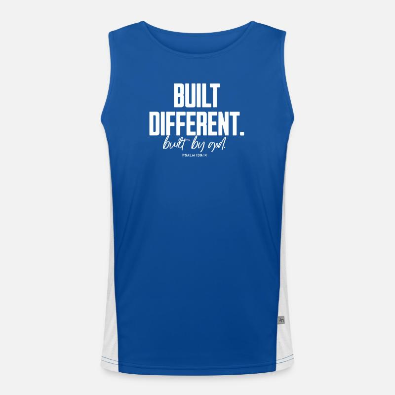 Construits différemment construits par Dieu Psaume 139:14 Débardeur respirant contrasté Homme 