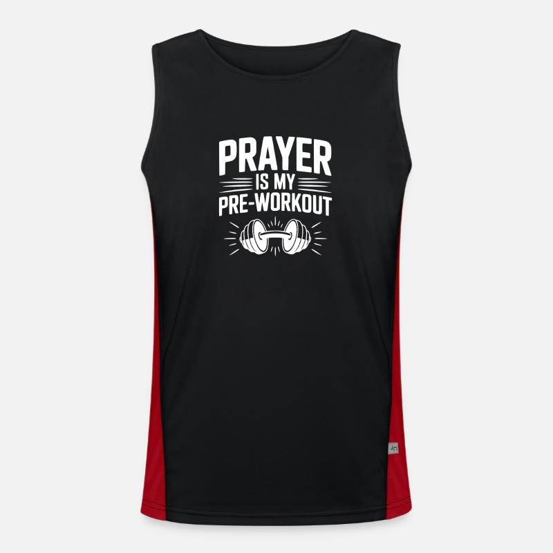Prayer is my Pre-Workout - Men's Functional Contrast Tank Top  - black/red