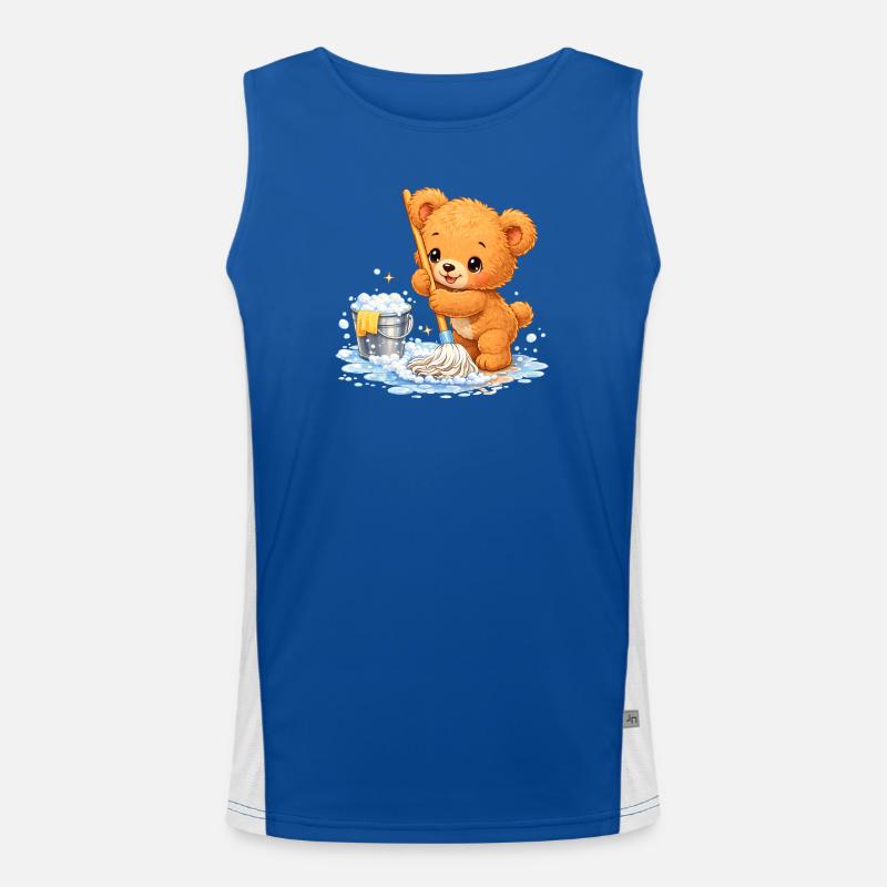 Children's Shirt Bear Cleaning Spring Cleaning Cute Men's Functional Contrast Tank Top 