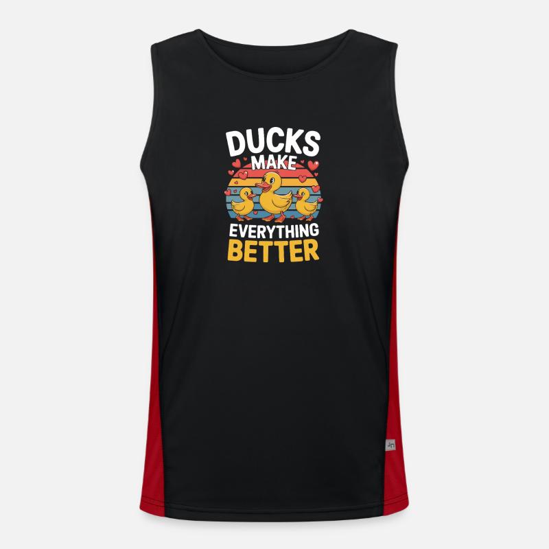 Ducks Make Everything Better Funny Ducks - Men's Functional Contrast Tank Top  - black/red