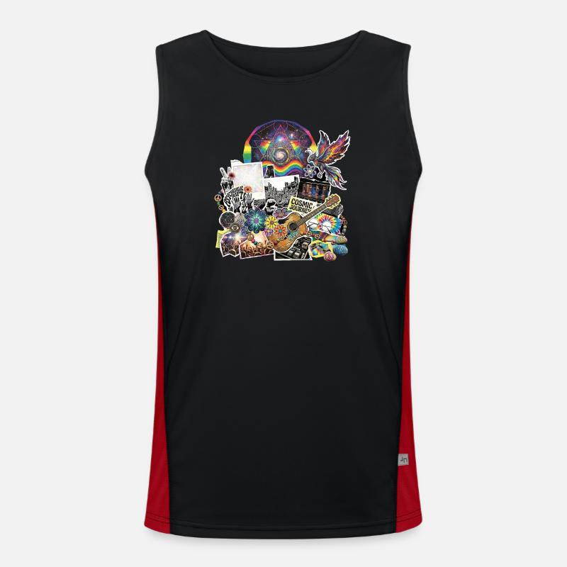 Psychedelic Rock Cosmic Space - Men's Functional Contrast Tank Top  - black/red
