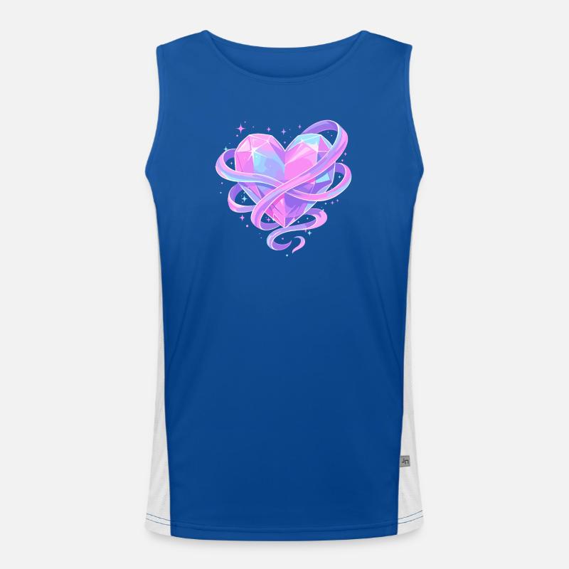 Pastel Crystal Heart with Bows Men's Functional Contrast Tank Top 
