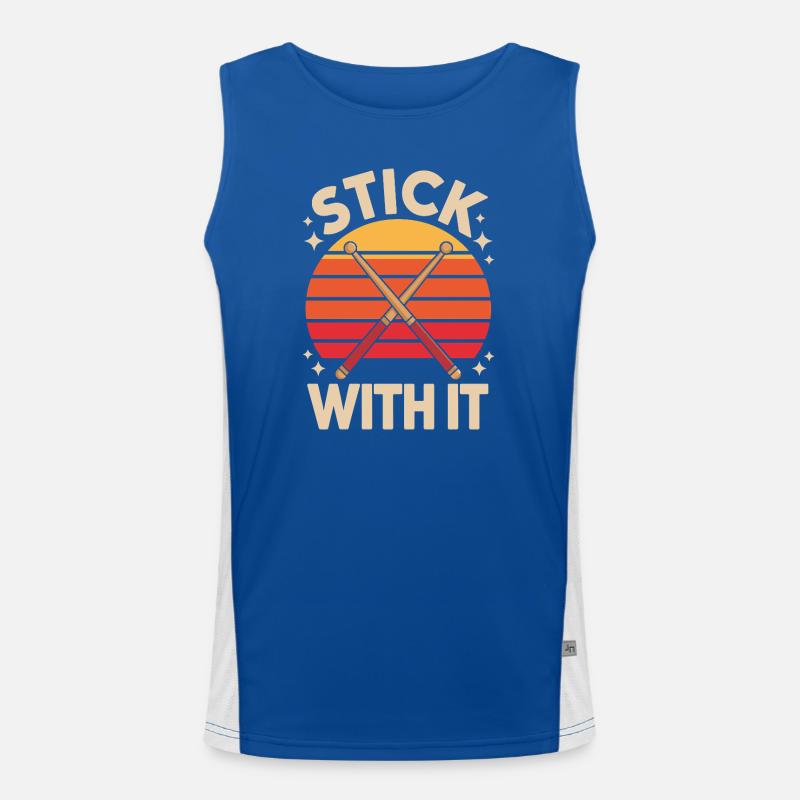 Stick With It Drummer Saying Retro Men's Functional Contrast Tank Top 