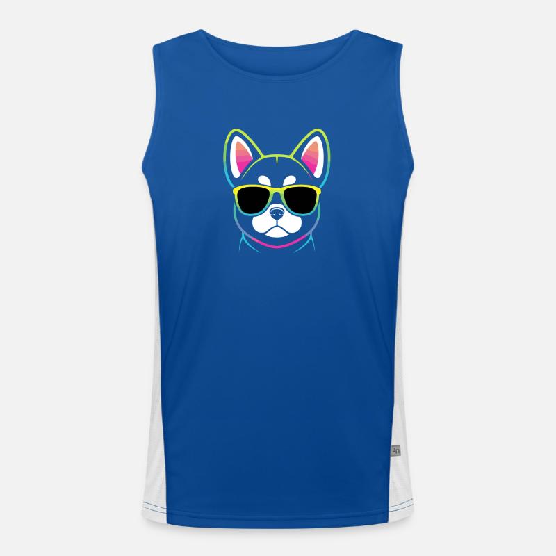 Regenbogenhund mit Brille Funktionelles Kontrast-Tank Top für Männer 
